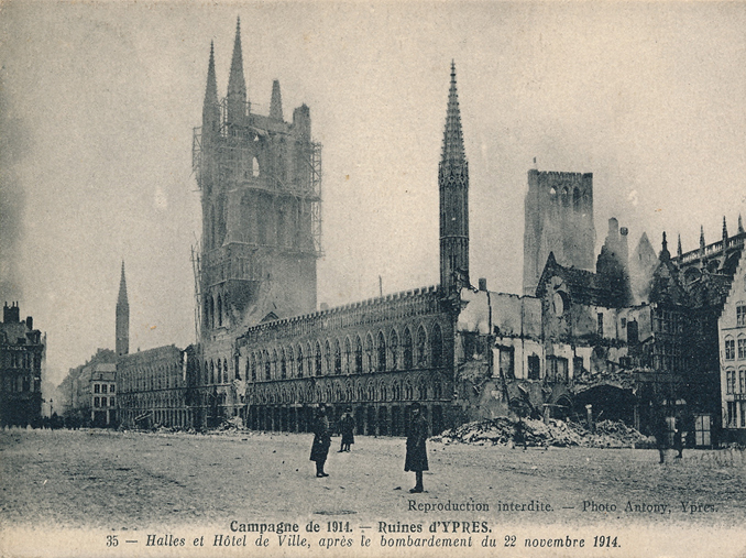 Ypres Cloth Hall in 1914